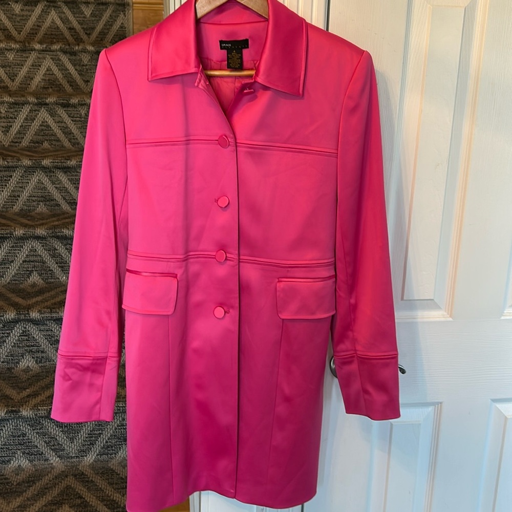 Barbie pink satin coat with buttons
